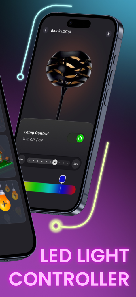 LED Light Controller Smart LED - LED Light Controller Smart LED app interface with lamp brightness and color control