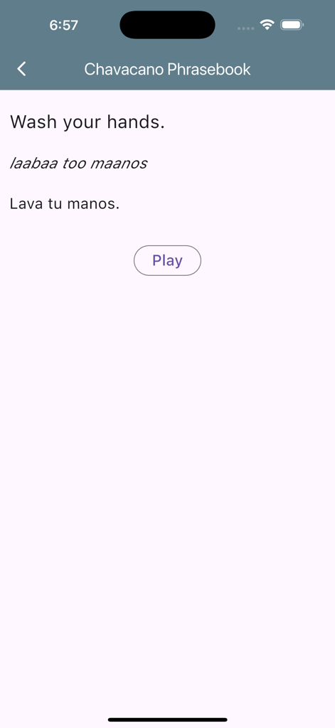 Chavacano Phrasebook - Translation and pronunciation guide for the phrase Wash your hands in the Chavacano Phrasebook app
