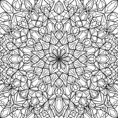 Explore a mesmerizing world of symmetrical beauty with this intricate Kaleidoscope Gems coloring page. Each facet and crystal pattern invites you to add your unique splash of color and brilliance.