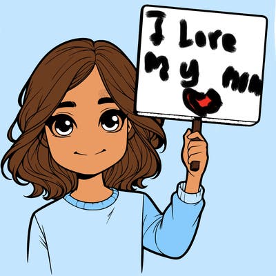 realistic girl holding up a sign