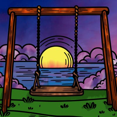 swing by a sunset