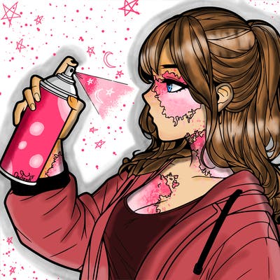 a realistic girl spray, painting