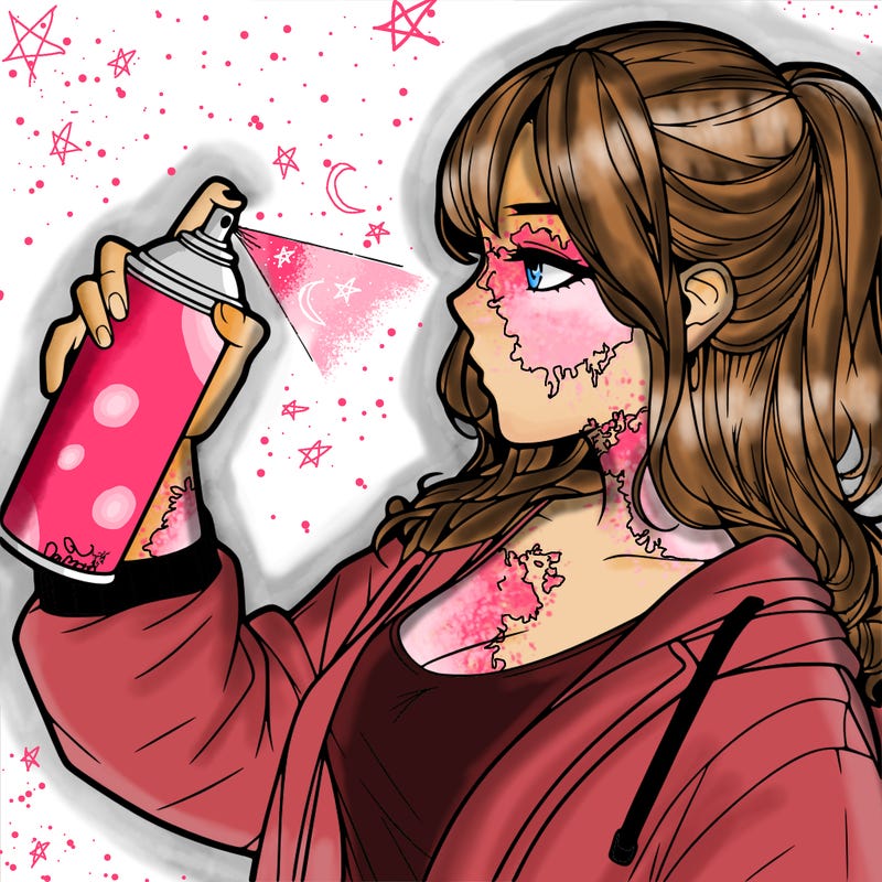 a realistic girl spray, painting