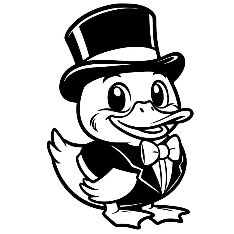 duck wearing a top hat and tuxedo