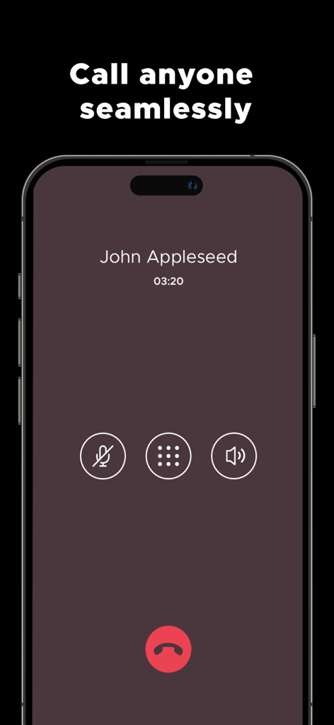 Change Phone Number by Numbr - Una pantalla de iPhone que muestra una llamada activa a través de la aplicación de número de teléfono privado Numbr