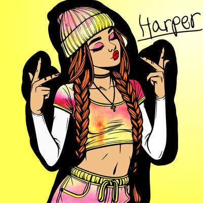 realistic teenage girl with braids and a beanie and crop top doing 🫶🏼