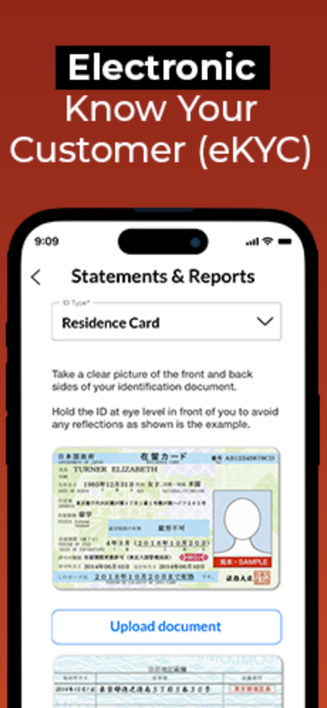 JRF Wallet - JRF Wallet app screen for electronic identity verification showing the residence card upload process