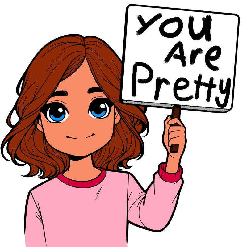 realistic girl holding up a sign