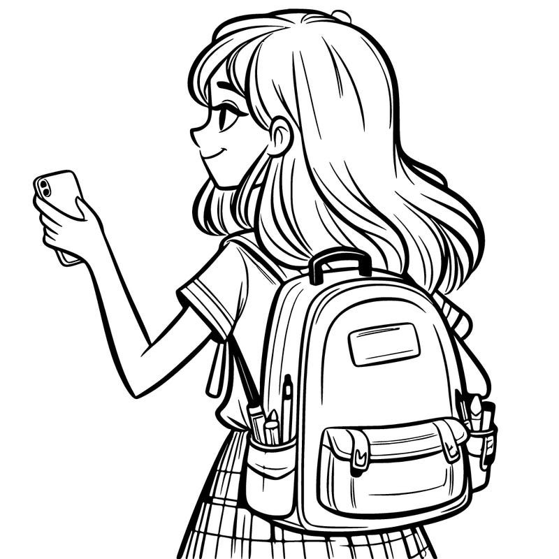 a teenager girl holding her new backpack