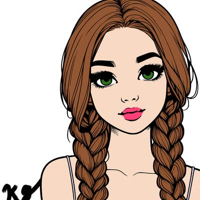 realistic girl with braids