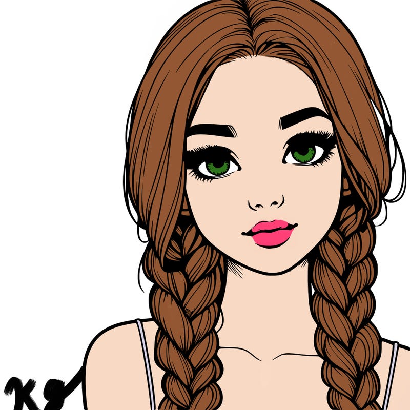 realistic girl with braids