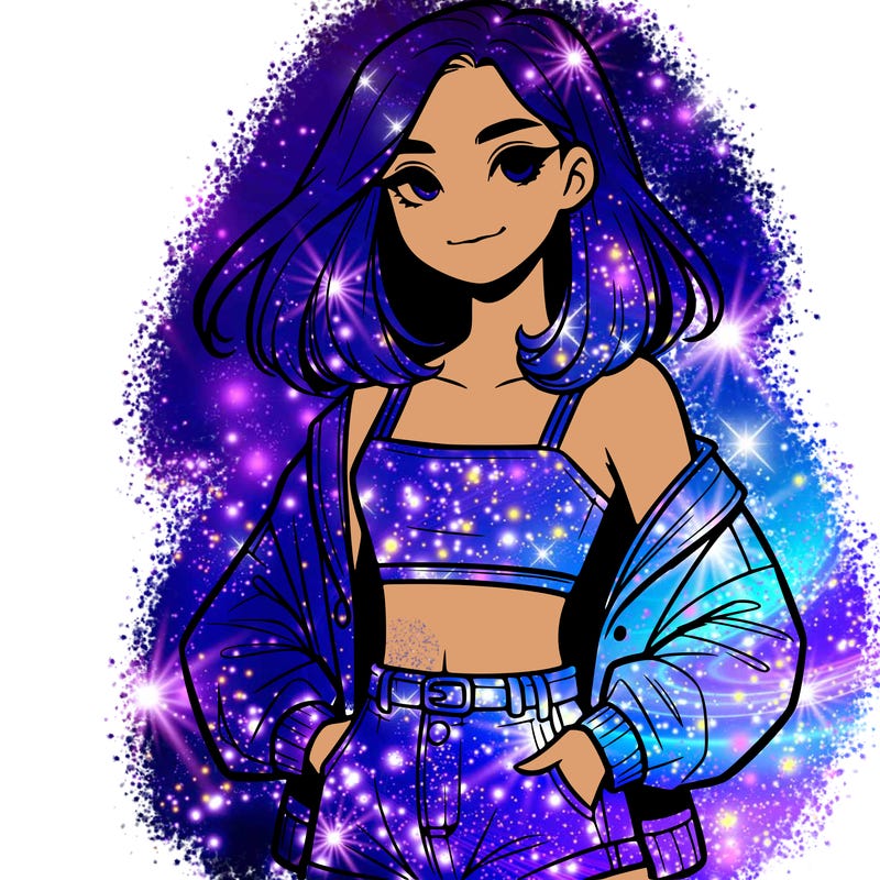 a realistic girl with a crop top and short shorts in an open jacket