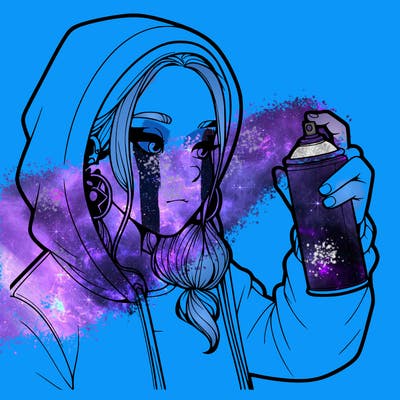 a realistic girl, spray painting