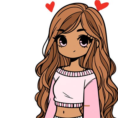 girl with long hair and a crop top with a sweater