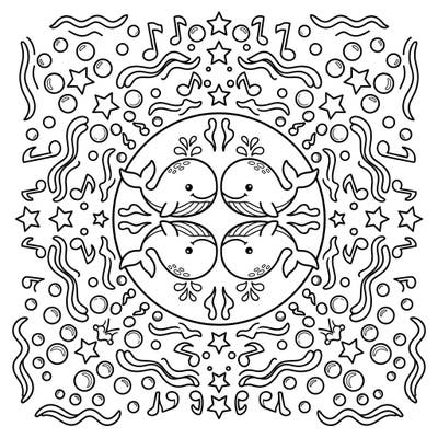 Let your child explore the magic of the ocean with this enchanting Kids Whale Songs Mandala coloring page. Featuring friendly whales and musical notes in a symmetrical design, it offers a delightful creative challenge for young artists.