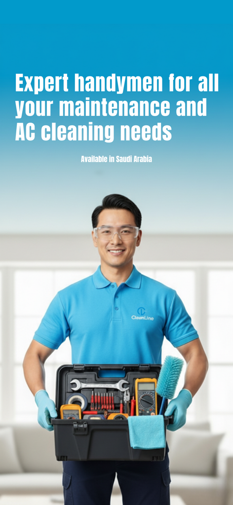 CleanLine - CleanLine handyman holding a toolbox for home maintenance and AC cleaning services