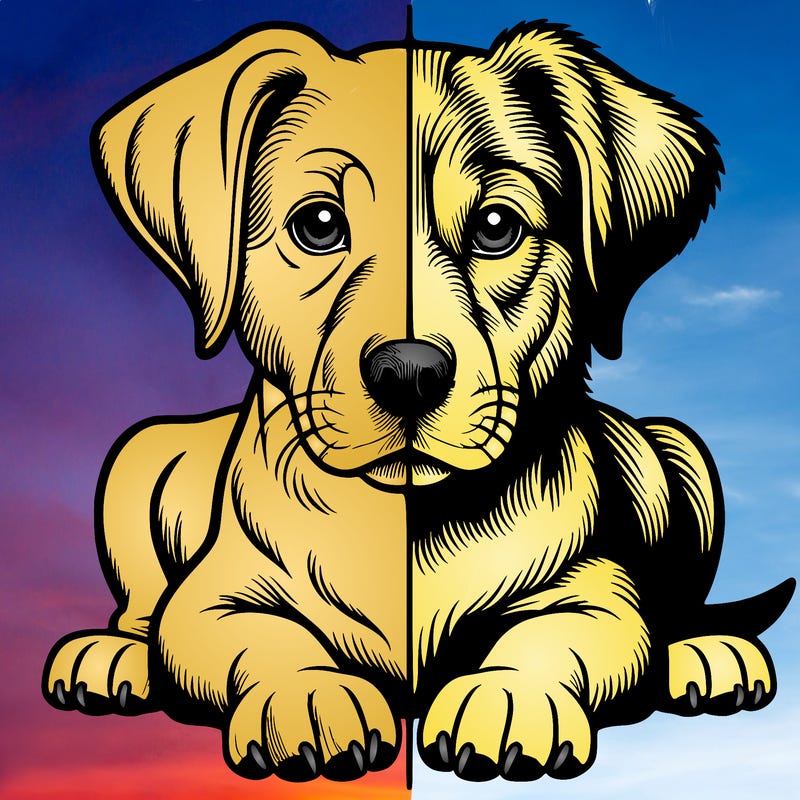 realistic dog split picture