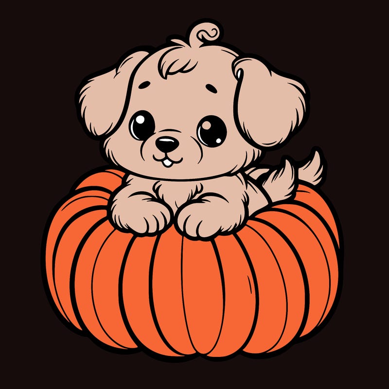 cute little puppy in a pumpkin