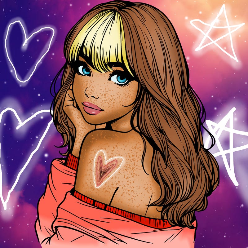 realistic girl with bangs looking over her shoulder