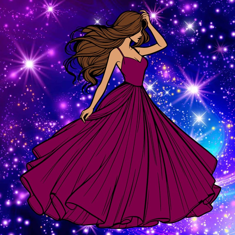 realistic woman with dress flowing in the wind