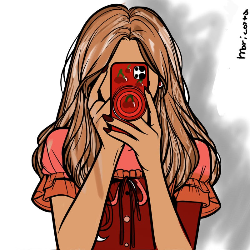 a realistic girl holding her phone taking pictures