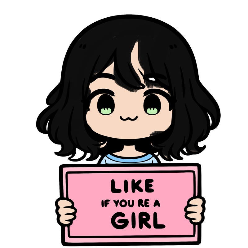 a cute girl holding a sign that says like if you’re a girl