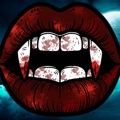 lips with vampire teeth