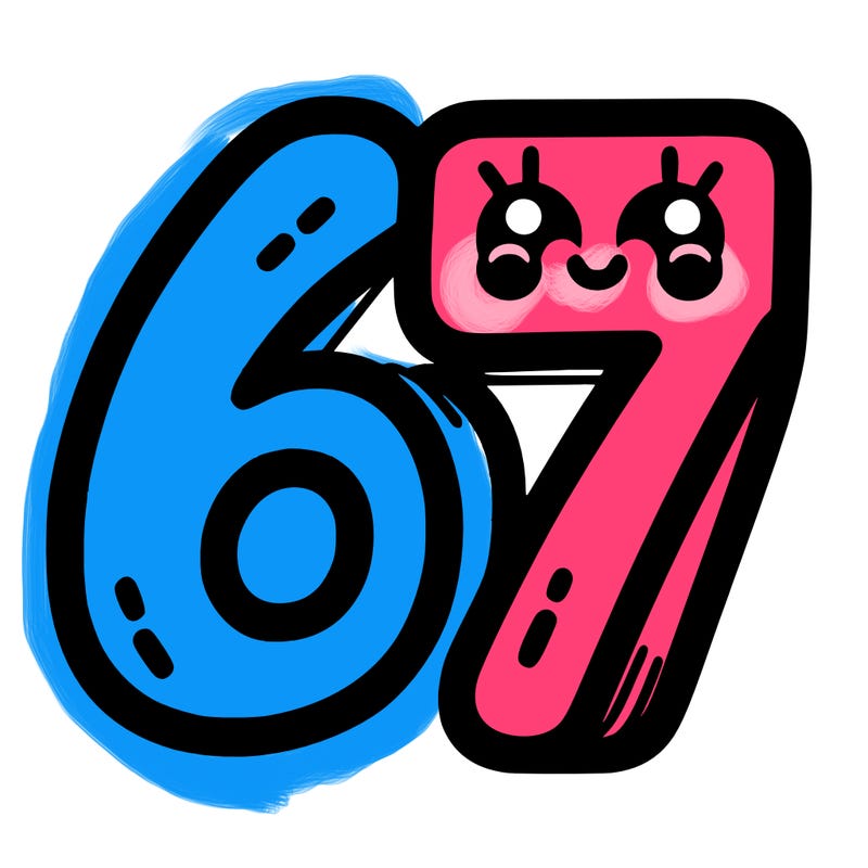 the numbers 67