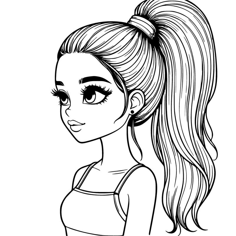 realistic girl with a high ponytail