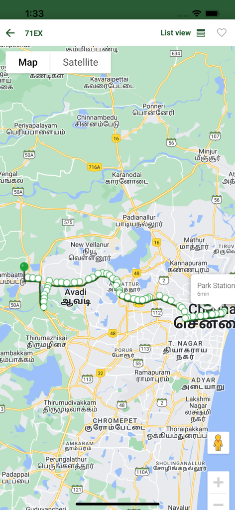 Real time bus route map and live tracking in Chennai