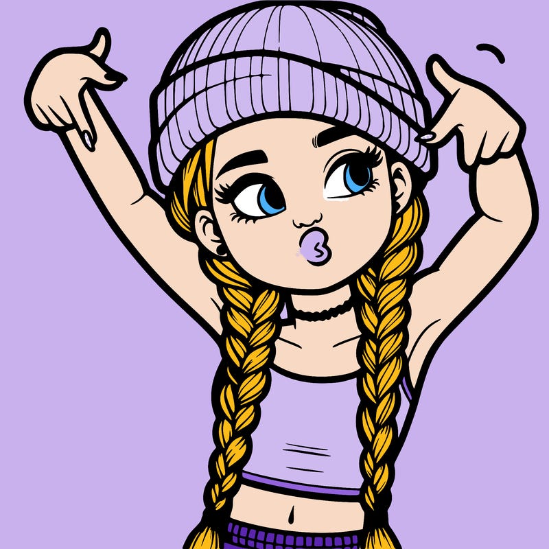 realistic teenage girl with braids and a beanie and crop top doing 🫶🏼