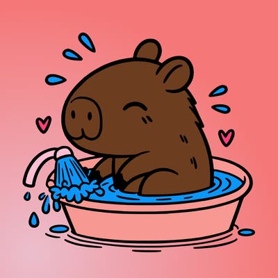 capybara taking a bath