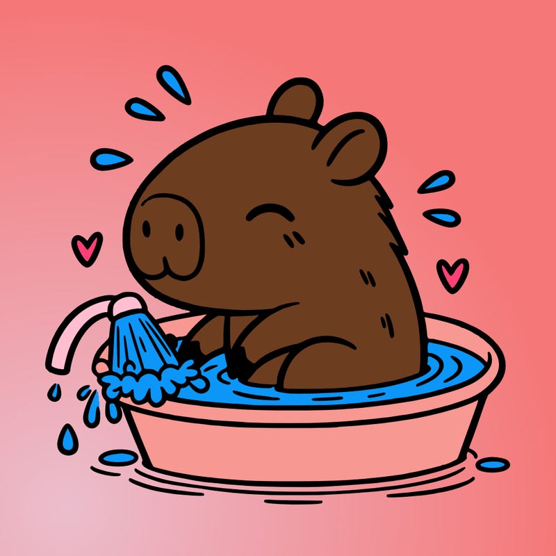 capybara taking a bath
