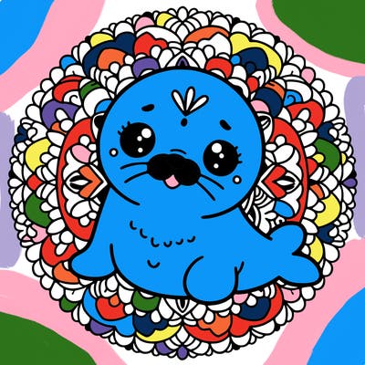 a cute baby seal mandala