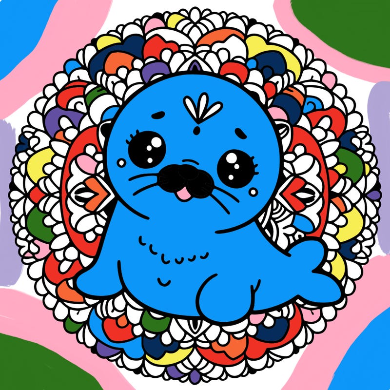 a cute baby seal mandala