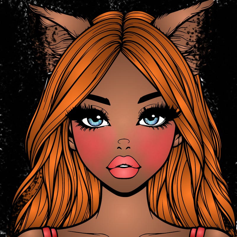 realistic girl with fox ears and realistic lips