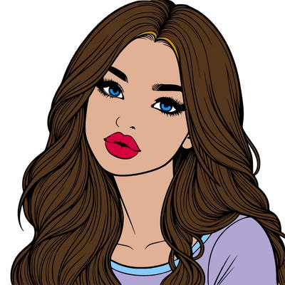 realistic girl with hair on her hair and lips