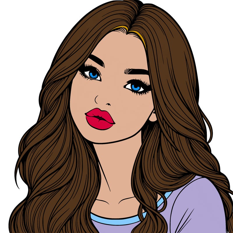 realistic girl with hair on her hair and lips