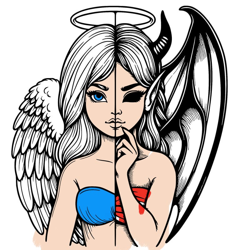 realistic angel half demon