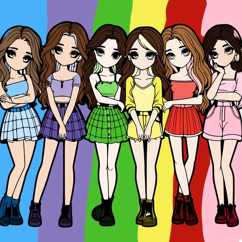 a group of girls realistic