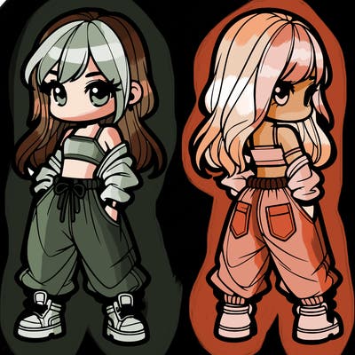 girl in crop top and baggy pants