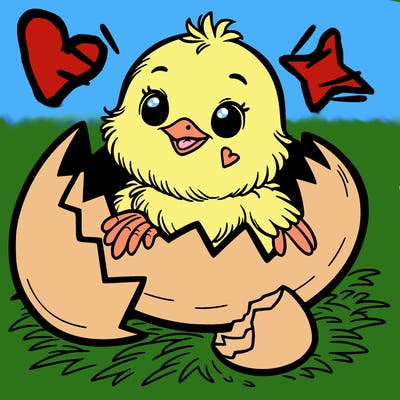 a chick hatching out of a egg