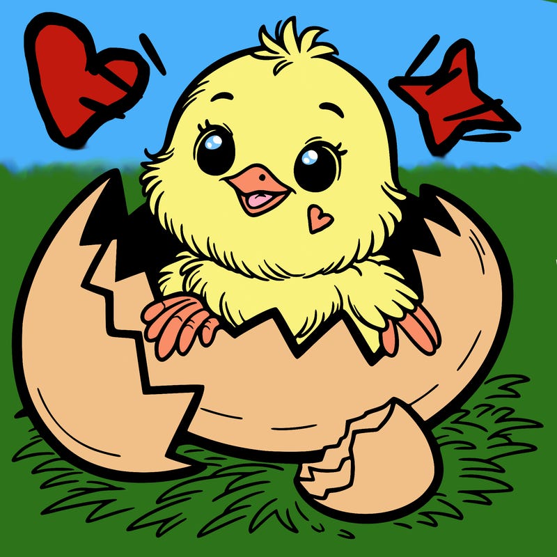 a chick hatching out of a egg