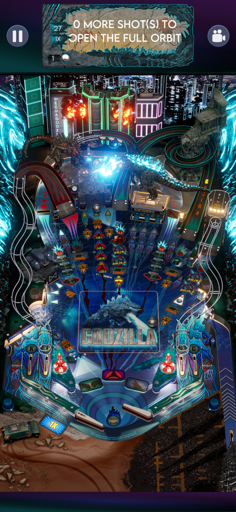 Zen Pinball World - Godzilla themed pinball table in Zen Pinball World