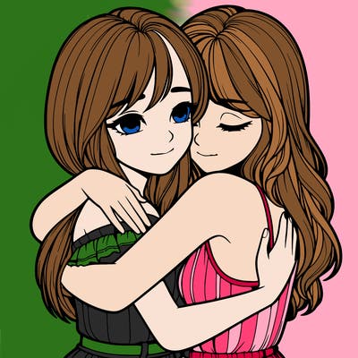 realistic girls hugging