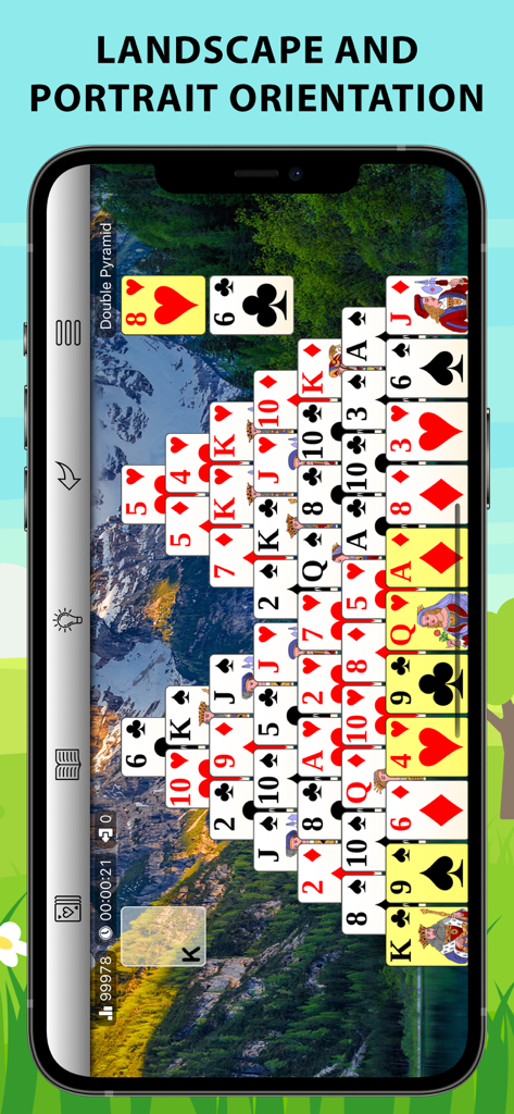 700 Solitaire Games Pro - Double Pyramid solitaire game shown in landscape orientation on a mobile device