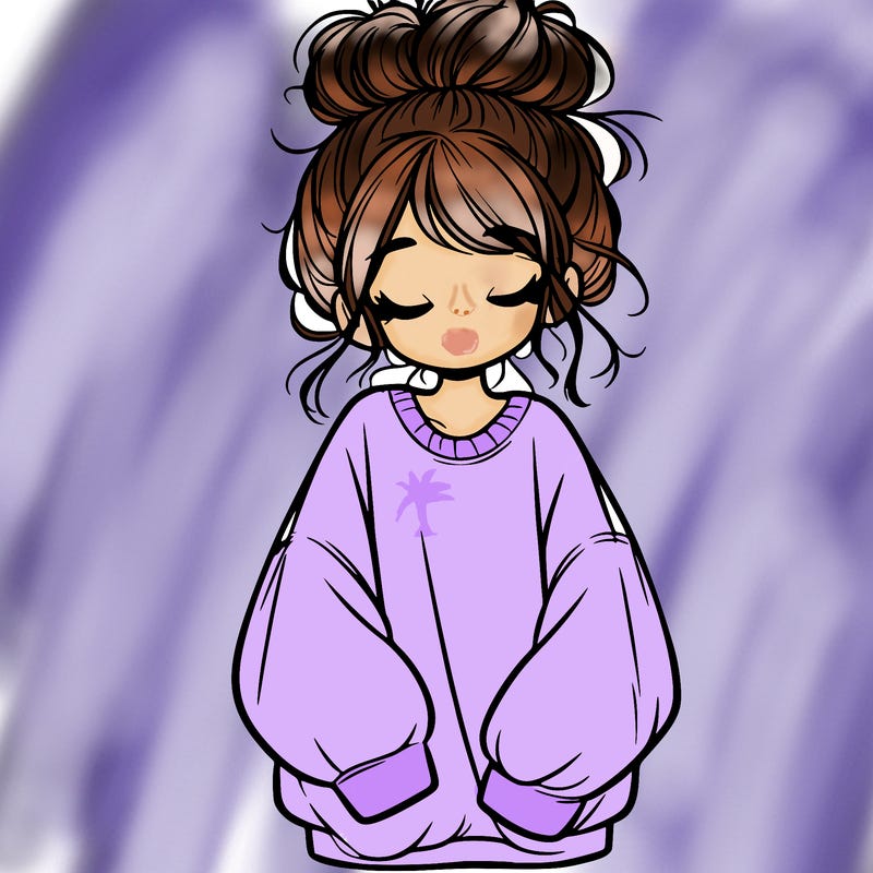 girl with baggy sweatshirt and messy bun