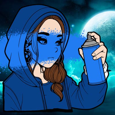 a realistic girl, spray painting