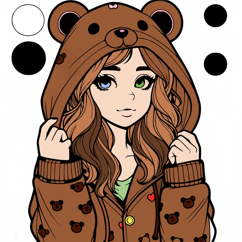 realistic girl in a animal pjs hoodie