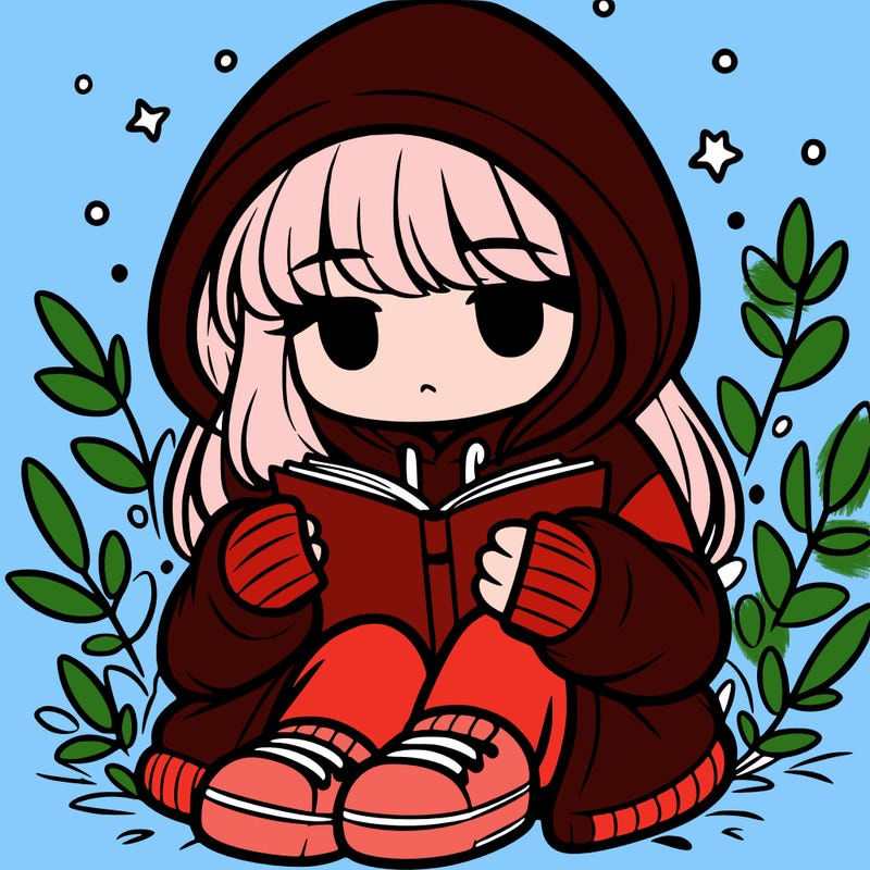 girl in oversized hoodie reading a book